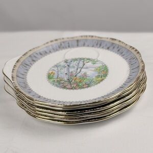 Set of 6 -Royal Albert - Vintage- Tennis / 3 O' Clock Silver Birch 8 5/8" Plate